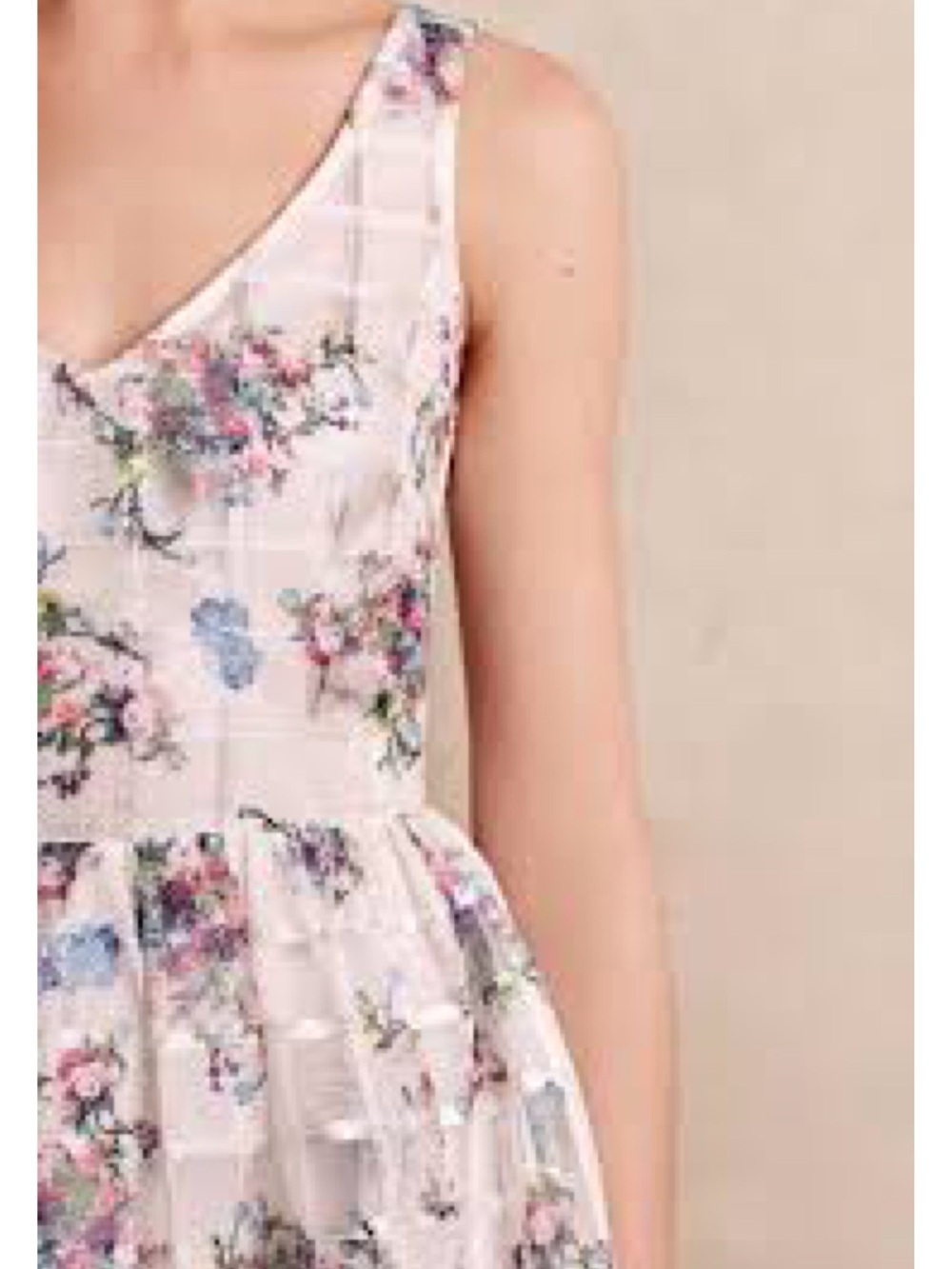 Anthropologie Maeve Peony Garden Dress Size 6 Floral Organza Fit & Flare EUC